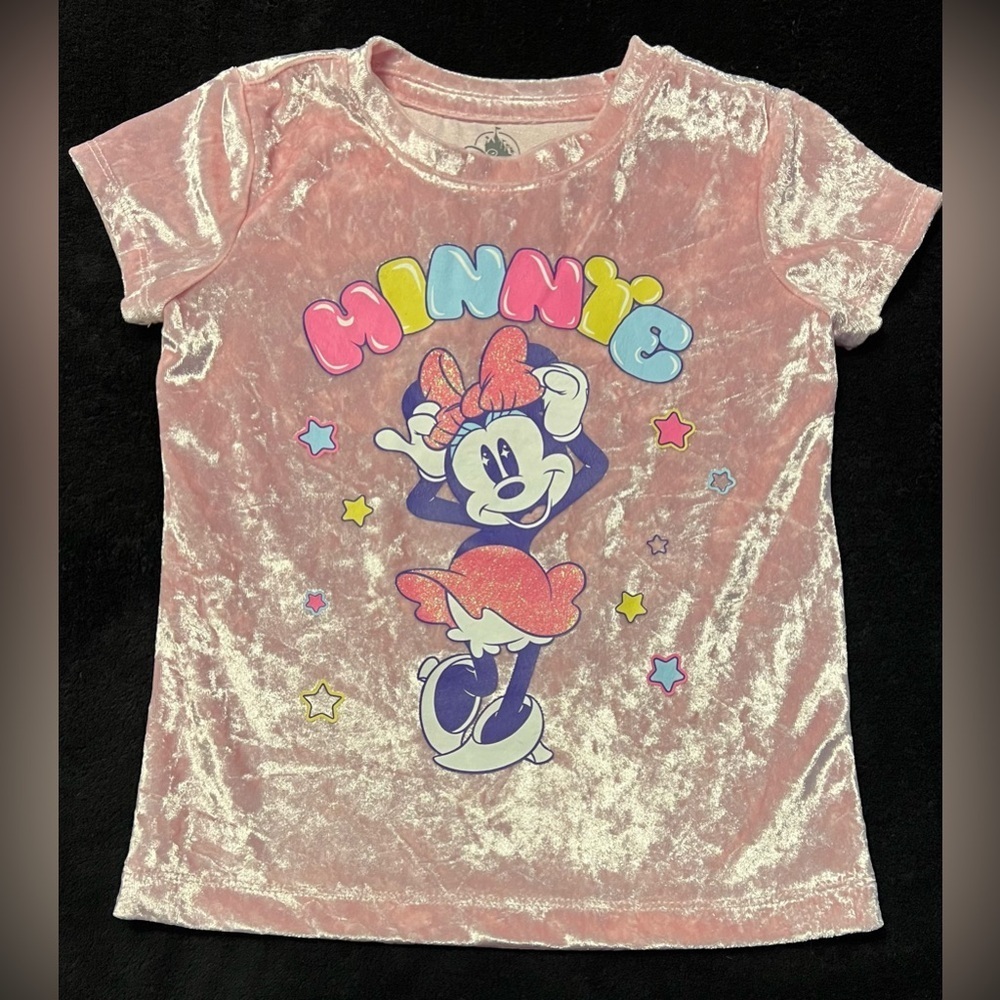 NWOT Disney Minnie Mouse Pink Velvet Girls 4T T-Shirt